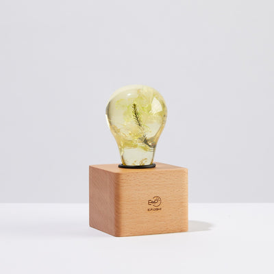 EP Light Yellow Hydrangea Resin Table Lamp with Modern and Vintage wooden bases