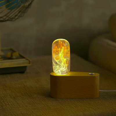 EP Light 4-Pack Resin LED Lights Bundle showing handcrafted resin bulbs and resin table lamp