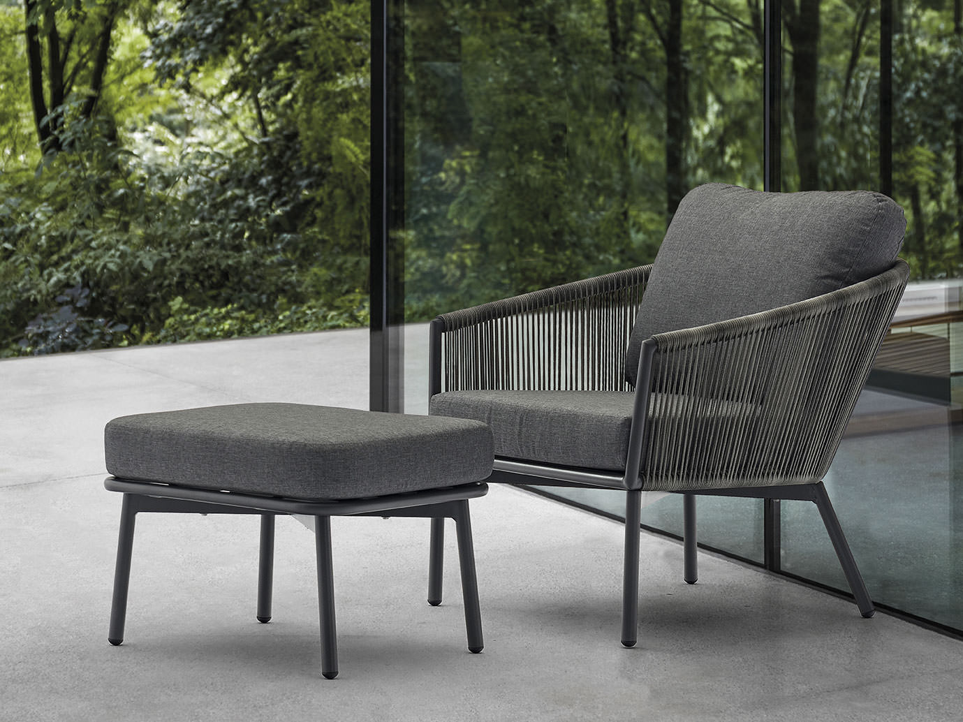 Yarrow Outdoor Chair and Ottoman detail image - Resin Society