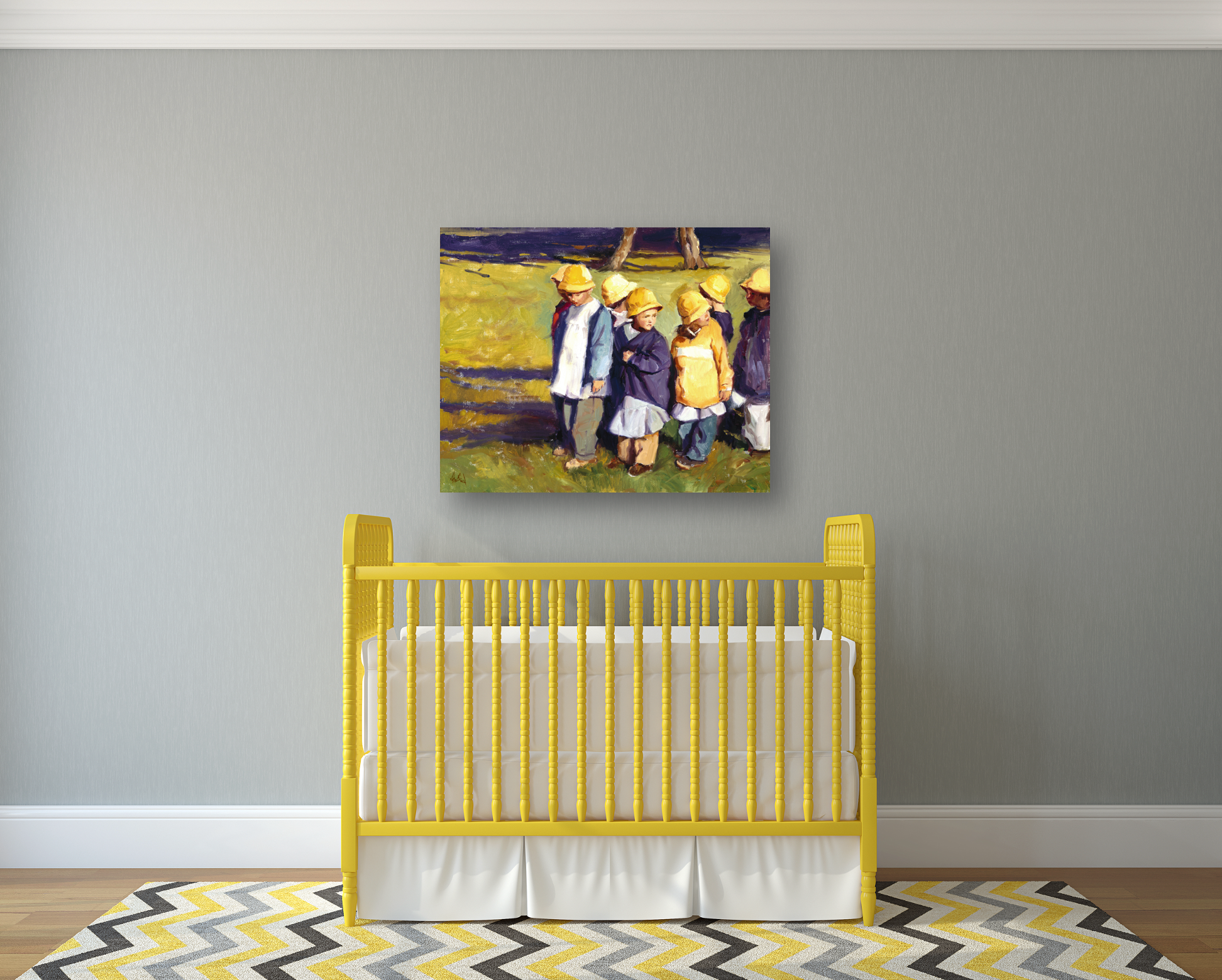 Yellow Rain Hats Artist Enhanced Canvas Print by John Beard Collection - product image 2 for Resin Society