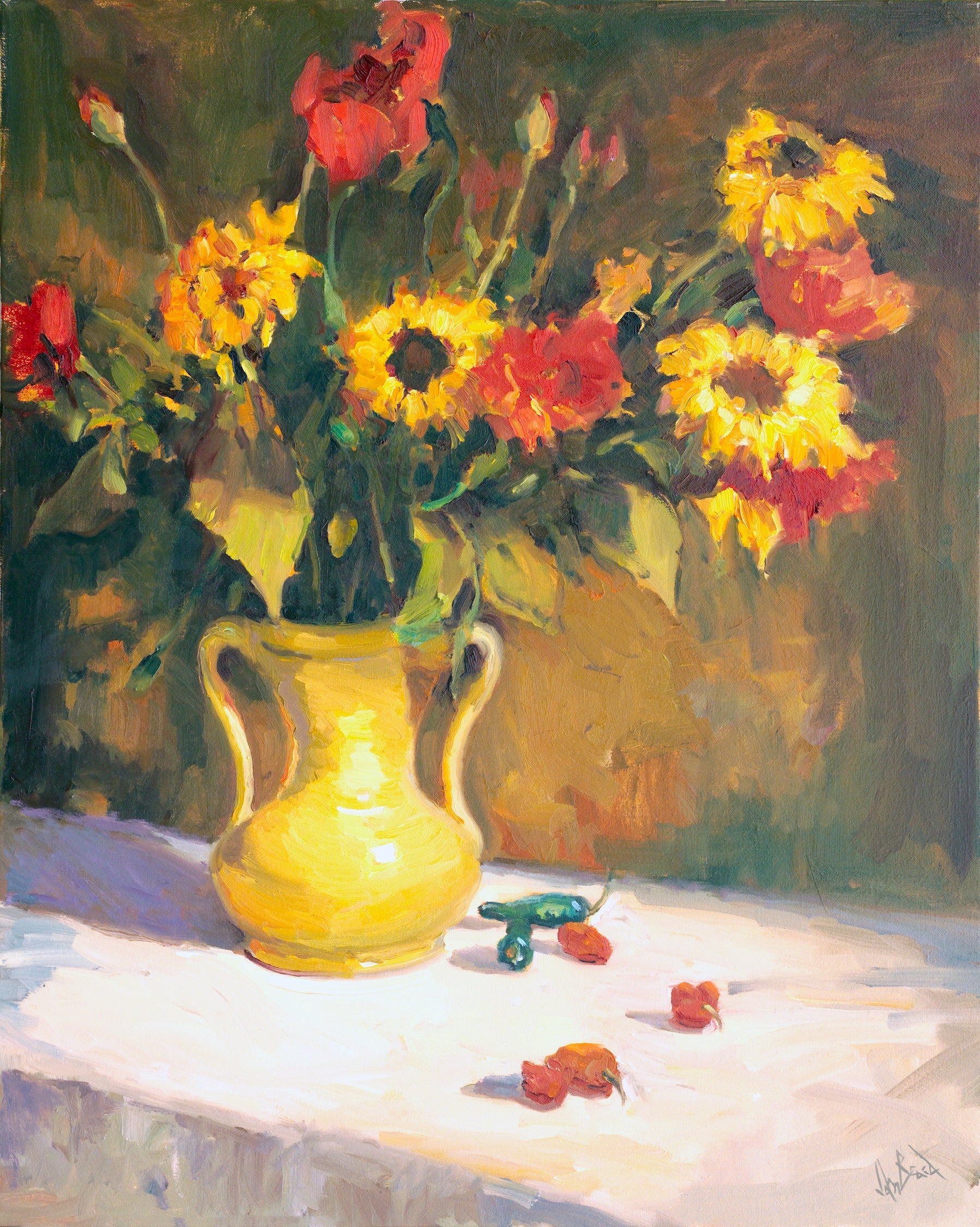 Yellow Vase Artist Enhanced Canvas Print by John Beard Collection - main product image for Resin Society
