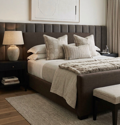 Zinnia Pillow Cover in Sand Grey, McLaurin + Piercy Textiles