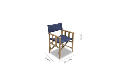 Zircon Teak Director Chair ‚Äì Blue Horizon - 1 Piece by LifestyleGarden US - product image 7 for Resin Society
