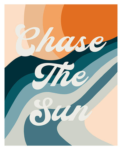 Chase The Sun - Modern Art Print by Alicia Bock displayed framed and unframed