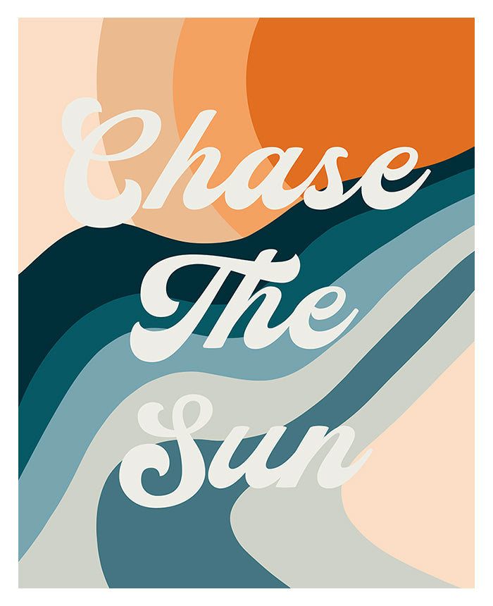 Chase The Sun - Modern Art Print by Alicia Bock displayed framed and unframed