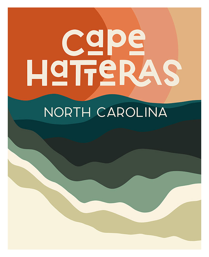 Destination: Cape Hatteras modern art print displayed framed and unframed
