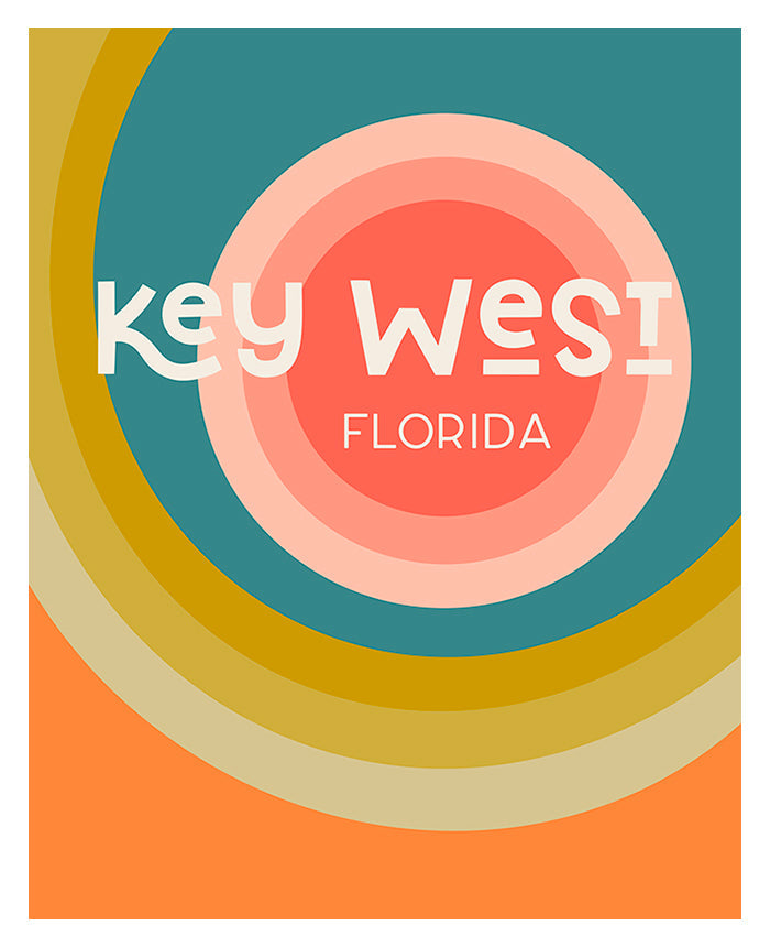 Destination: Key West - Modern Art Print by Alicia Bock showing colorful coastal artwork