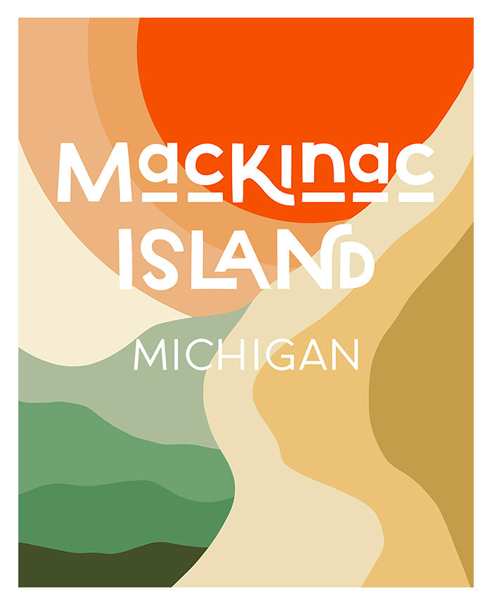 Modern abstract art print titled 'Destination: Mackinac Island Michigan' by Alicia Bock