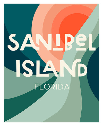 Destination: Sanibel Island abstract modern art print by Alicia Bock displayed framed in neutral room