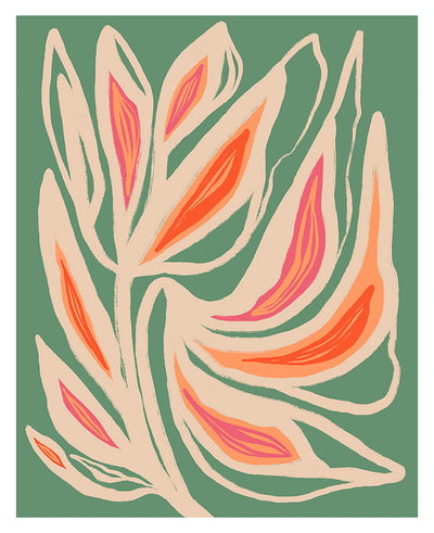 Abstract Art Print featuring sage green floral shapes by Alicia Bock