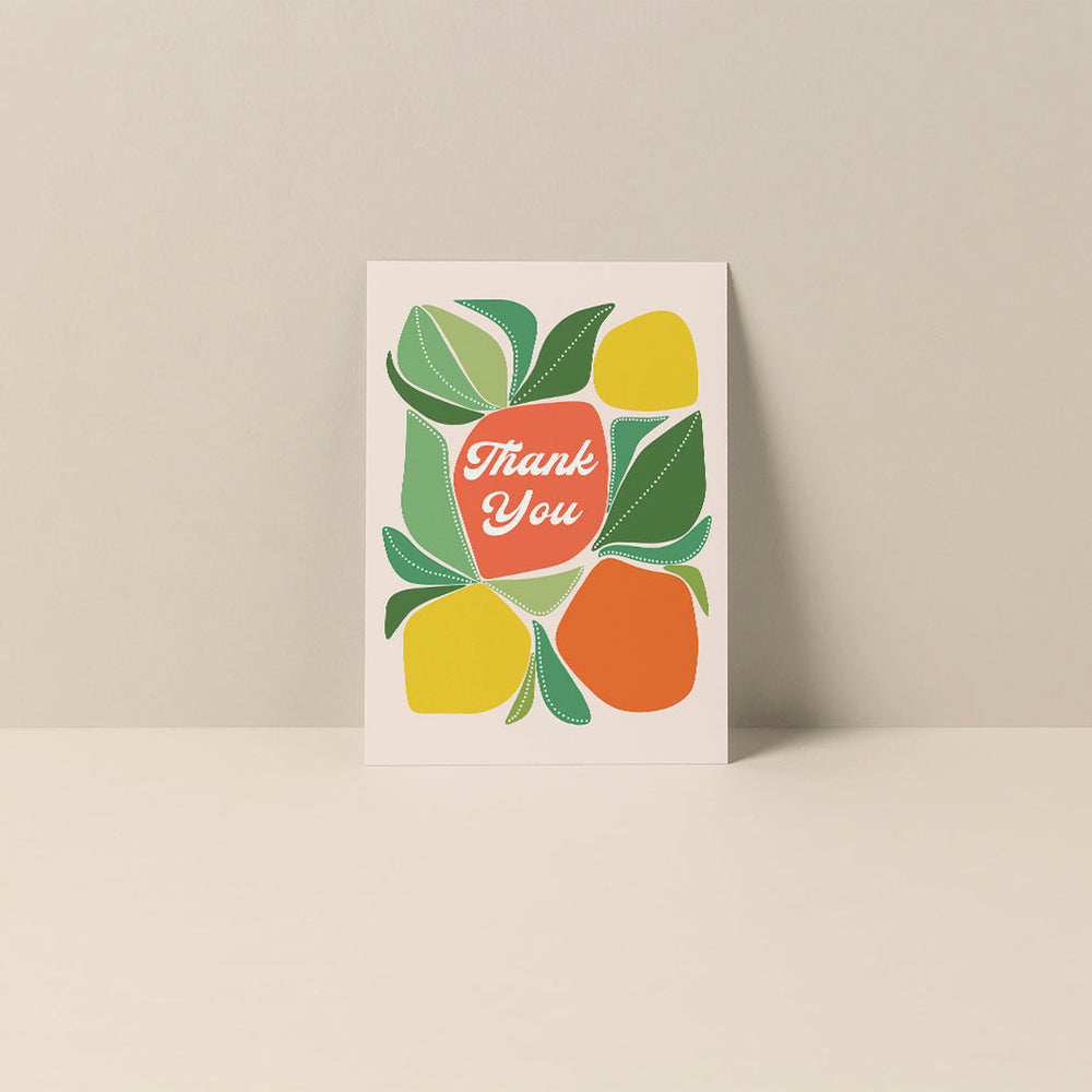 Thank You (Citrus) blank note card featuring citrus artwork and typography