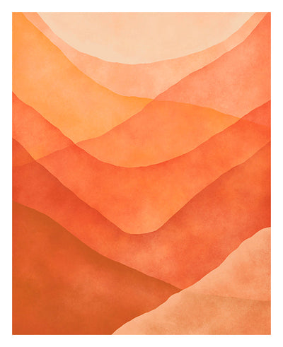 Abstract watercolor mountain artwork in soft blues and grays