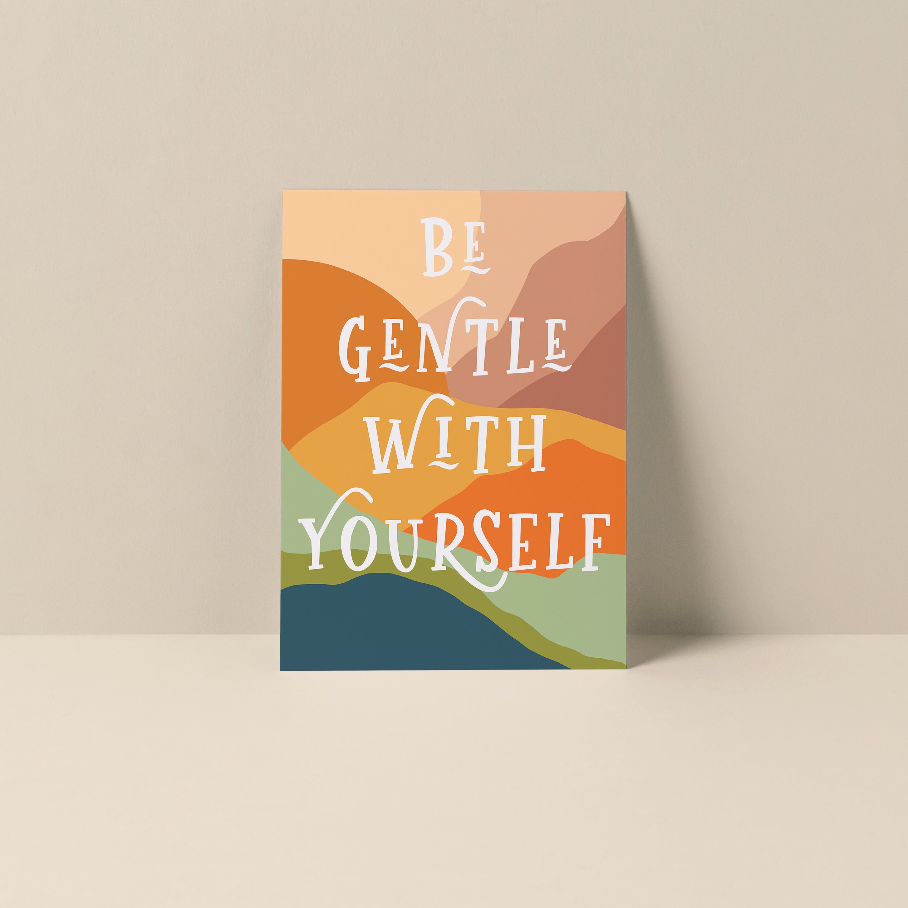 Be Gentle With Yourself blank notecard with original artwork and typography by Alicia Bock