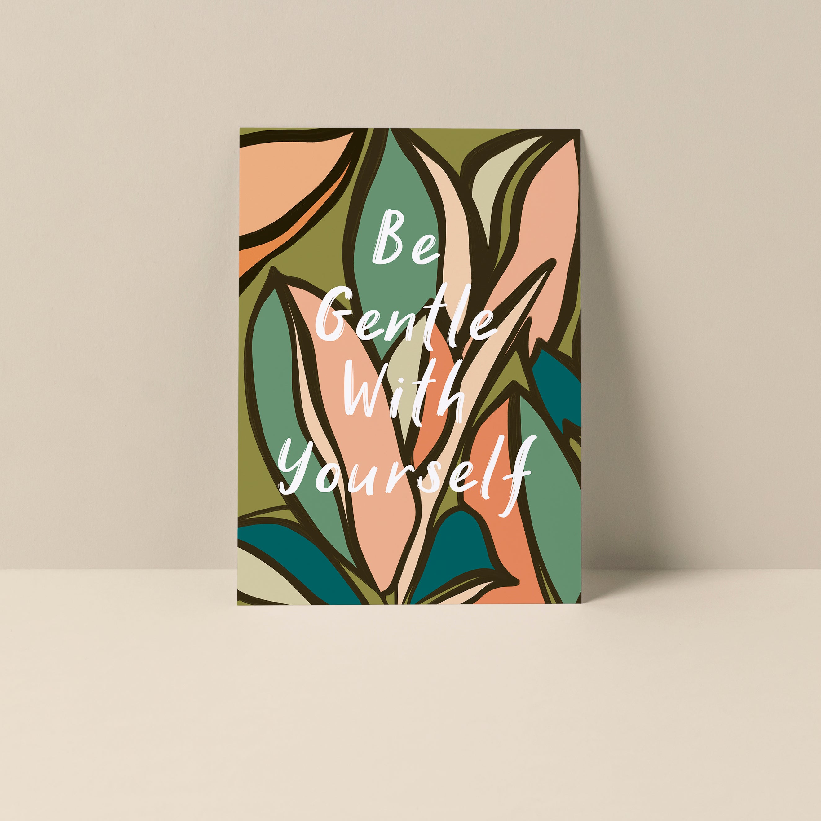 Be Gentle With Yourself blank notecard with original artwork and typography by Alicia Bock