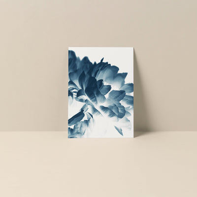 Blue Paeonia #3 blank notecard showing detailed spring Peony flowers on smooth matte card stock