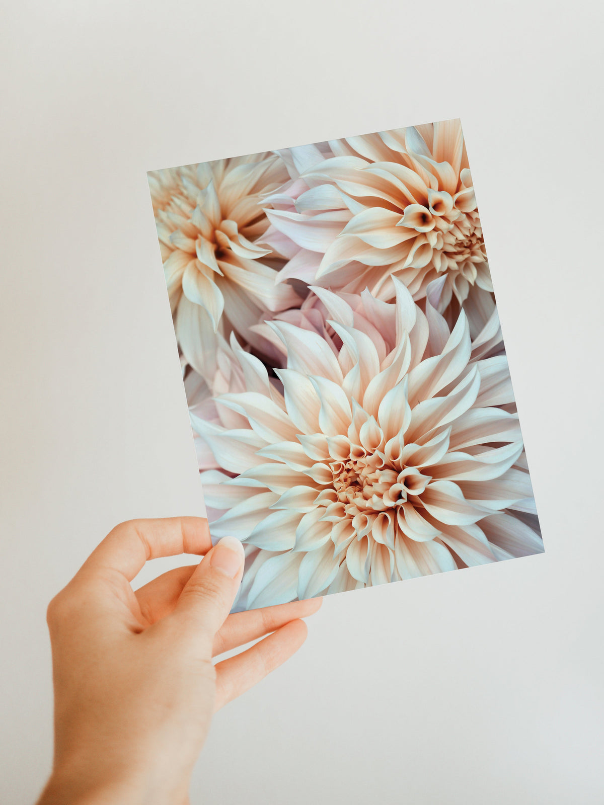 Cafe Au Lait Blank Note Card by Alicia Bock laying on a neutral linen fabric with matching envelope