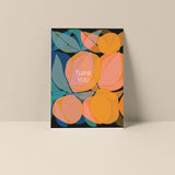 Thank You (Citrus) blank note card featuring citrus artwork and handwritten typography