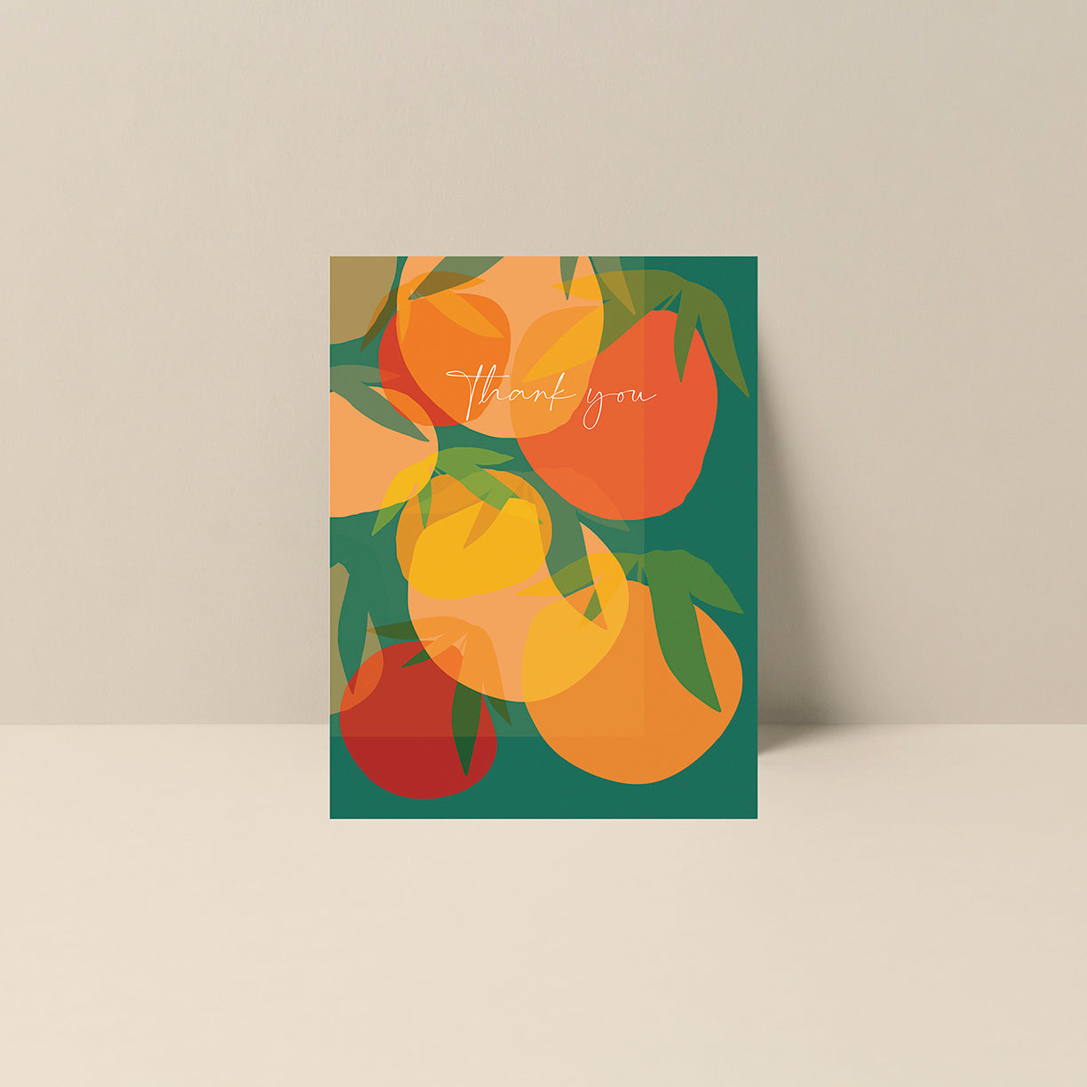 Thank You (Citrus) blank note card by Alicia Bock featuring citrus-themed artwork and typography