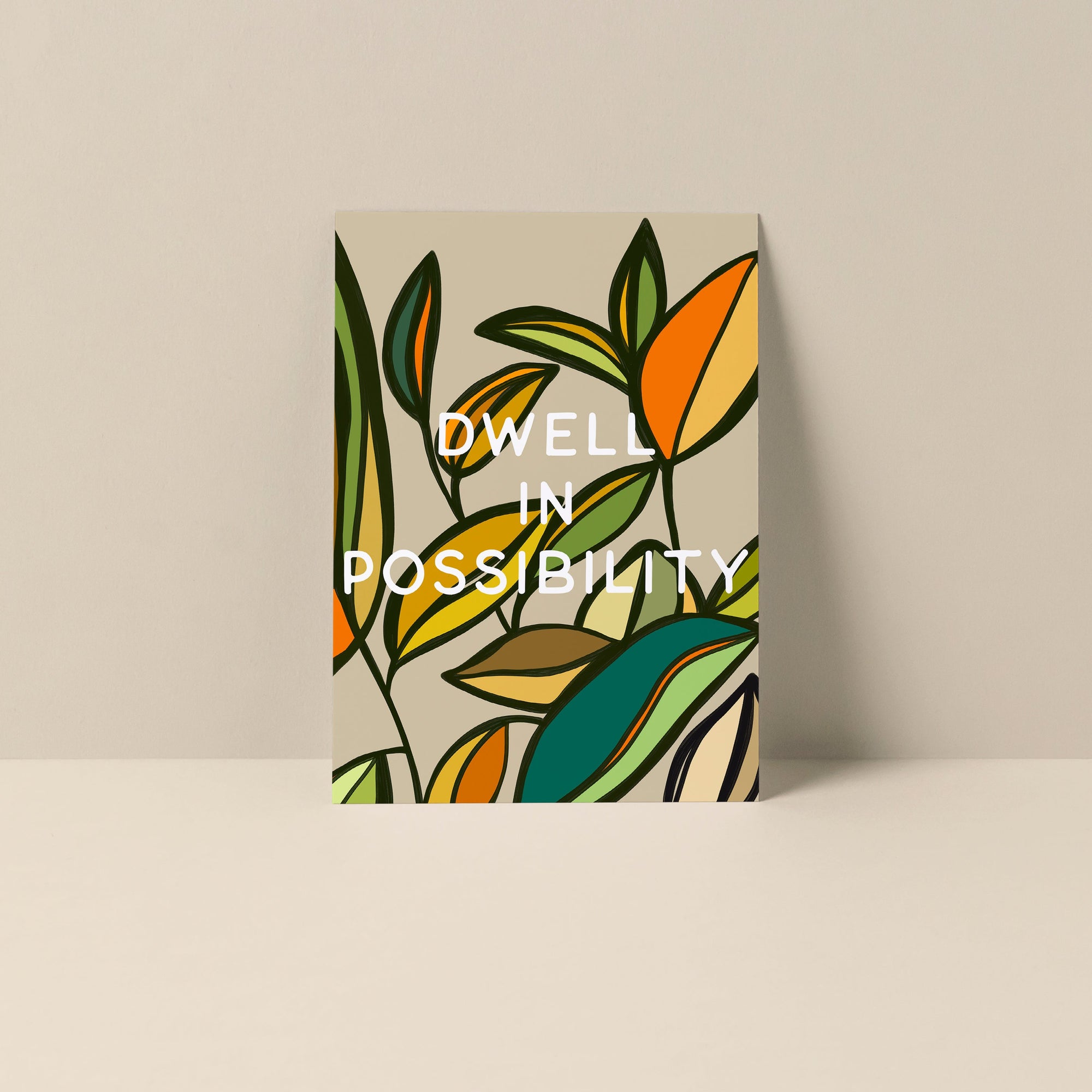 Dwell In Possibility blank notecard featuring Alicia Bock’s artwork and typography on smooth matte finish card stock