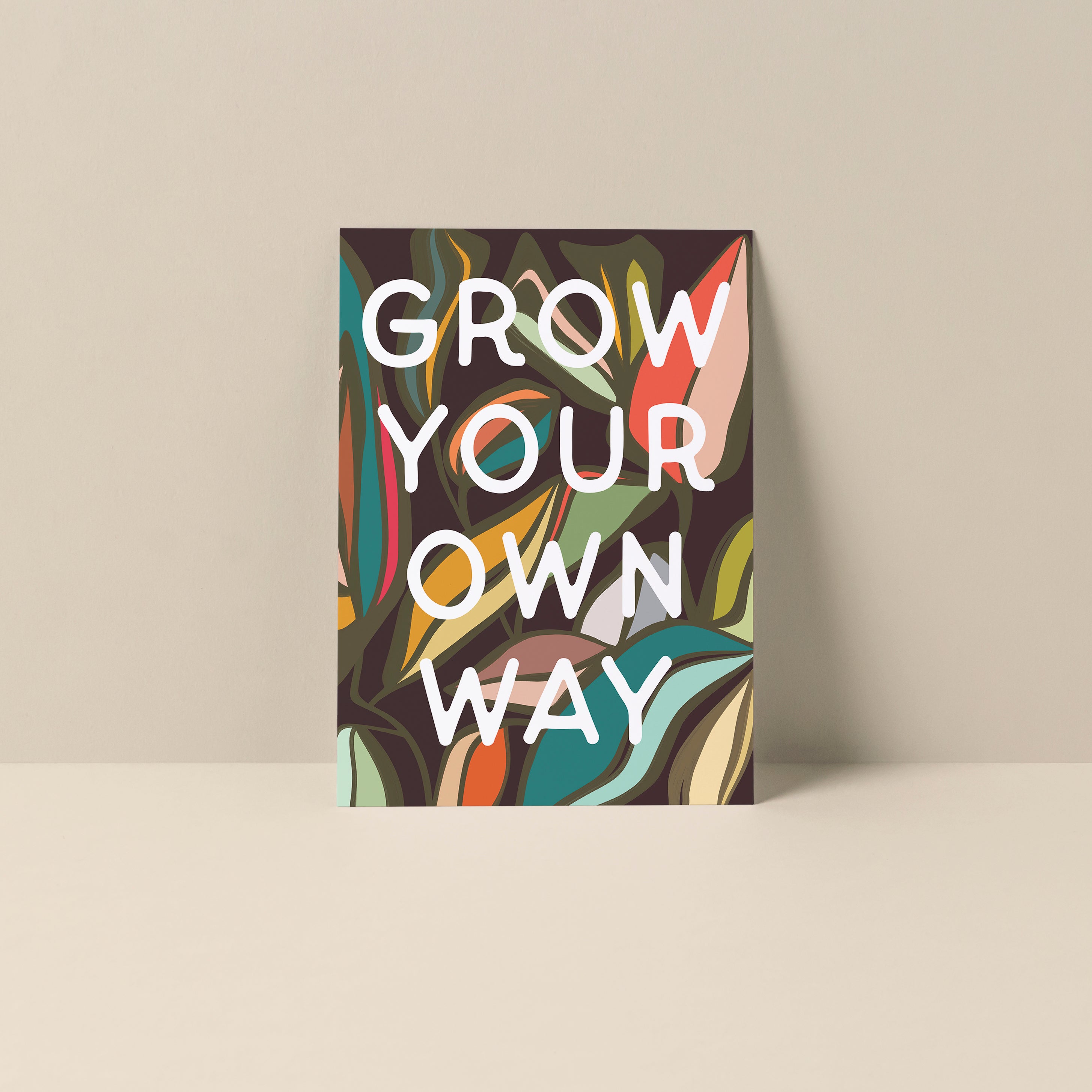 Grow Your Own Way blank notecard featuring artwork and typography by Alicia Bock, printed on smooth matte card stock.