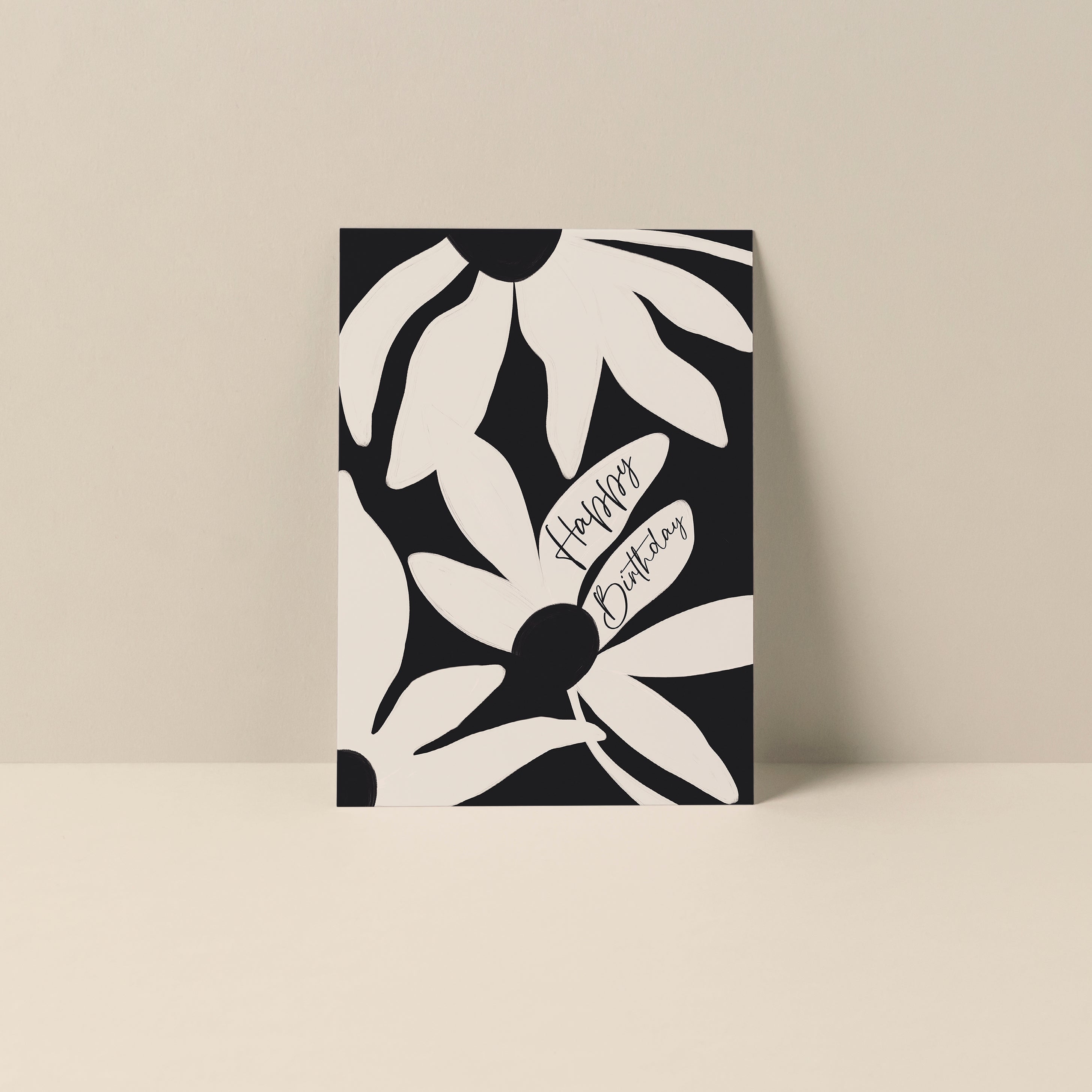 Happy Birthday (Floral) blank greeting card with floral artwork and typography by Alicia Bock