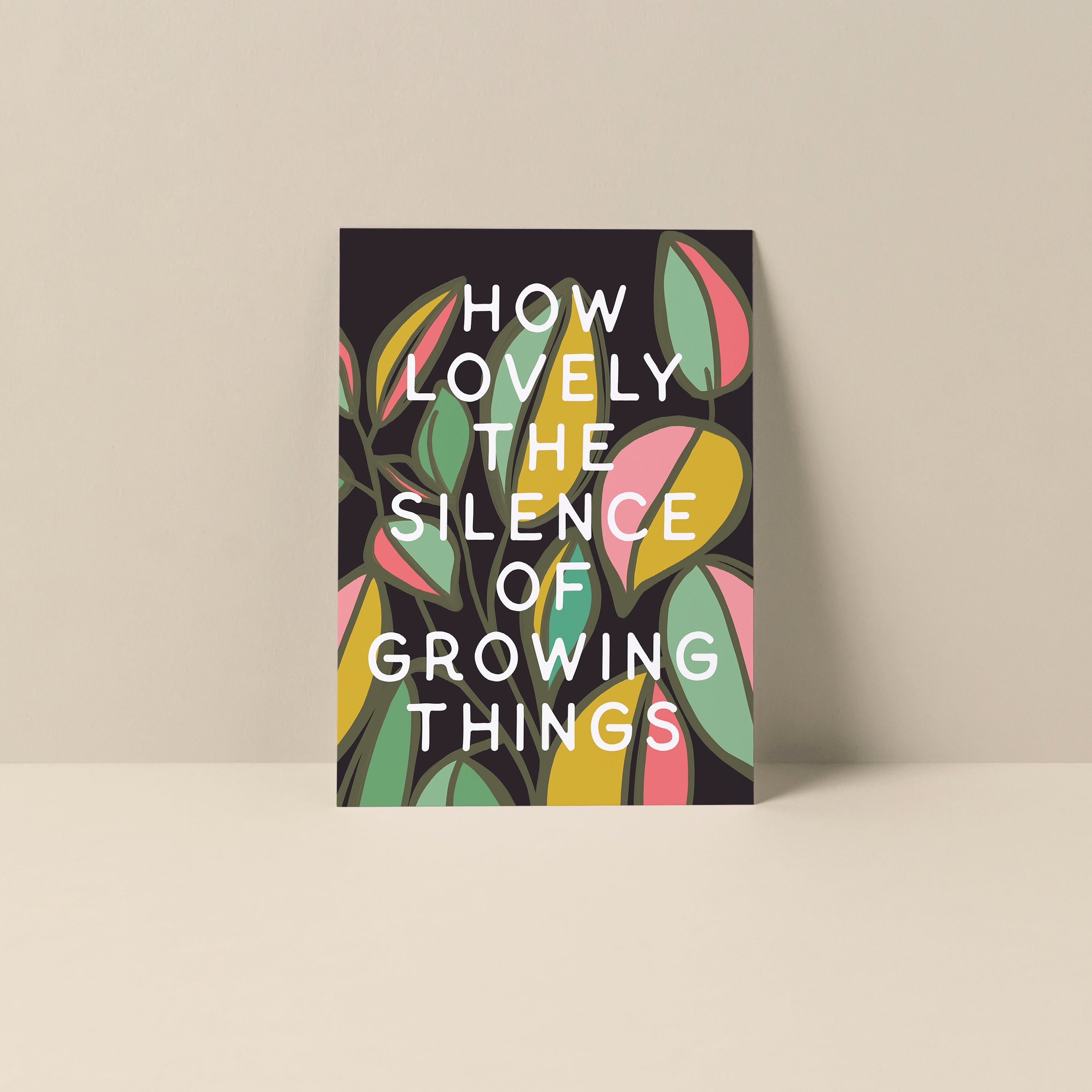 How Lovely The Silence blank notecard with artwork and typography by Alicia Bock on smooth matte cardstock