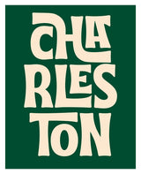 Destination: Charleston art print in green and cream, displayed framed and unframed