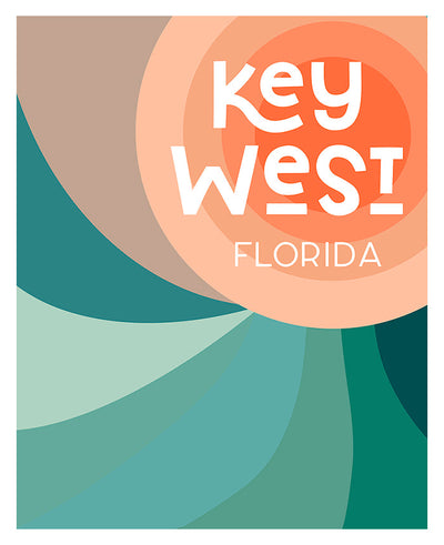 Destination: Key West modern art print by Alicia Bock, framed and displayed on a wall