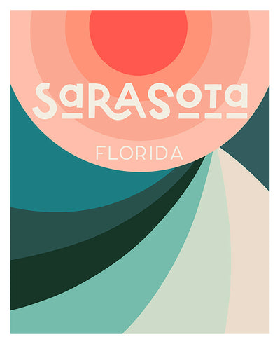 Destination: Sarasota - Modern Art Print by Alicia Bock showing abstract coastal shapes in soft tones