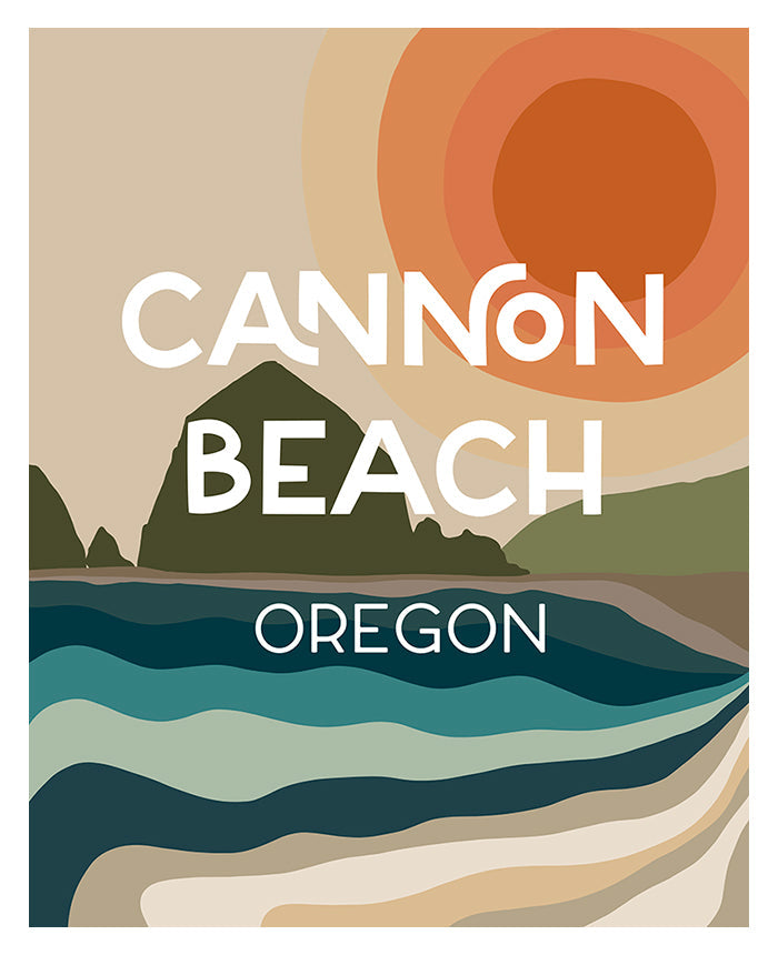 Destination: Cannon Beach, Oregon - Modern Typography Art Print