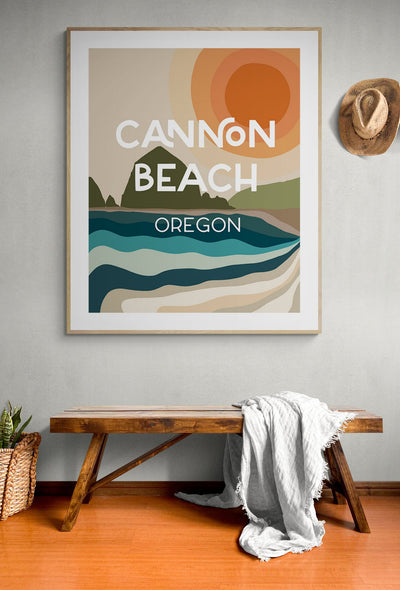 Destination: Cannon Beach, Oregon - Modern Typography Art Print