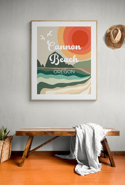 Destination: Cannon Beach, Oregon - Modern Typography Art Print