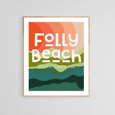 Stacked Destination: Folly Beach Modern Art Prints displayed at different sizes