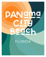 Modern art print titled 'Destination: Panama City Beach, Florida' by Alicia Bock displaying abstract coastal hues and shapes