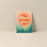 Thank You (Sunshine) blank note card showing orange sun illustration and text on white matte card