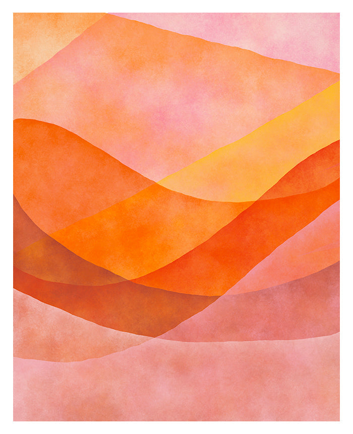 Abstract watercolor mountain print with soft blue and purple hues on matte fine art paper