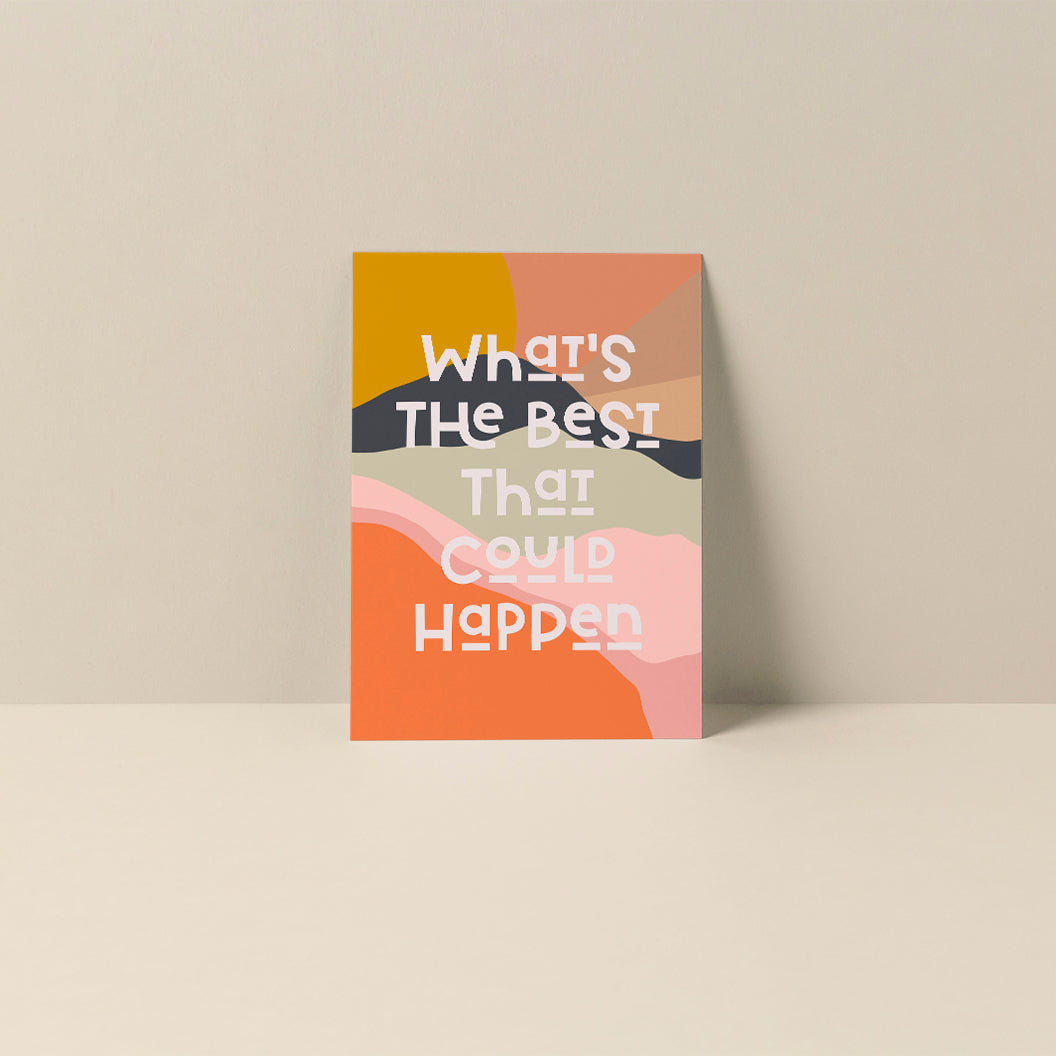 What's The Best That Could Happen blank note card with matching envelope