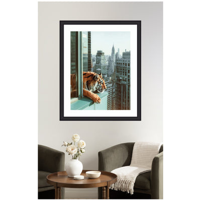 Framed Art Urban Tiger Overlooking Manhattan by Michael Schauer