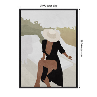 Sylvie Elegant Woman in Hat Framed Canvas by July Art Prints