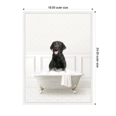 Sylvie Black Lab in White Bathtub Framed Canvas by Amy Peterson