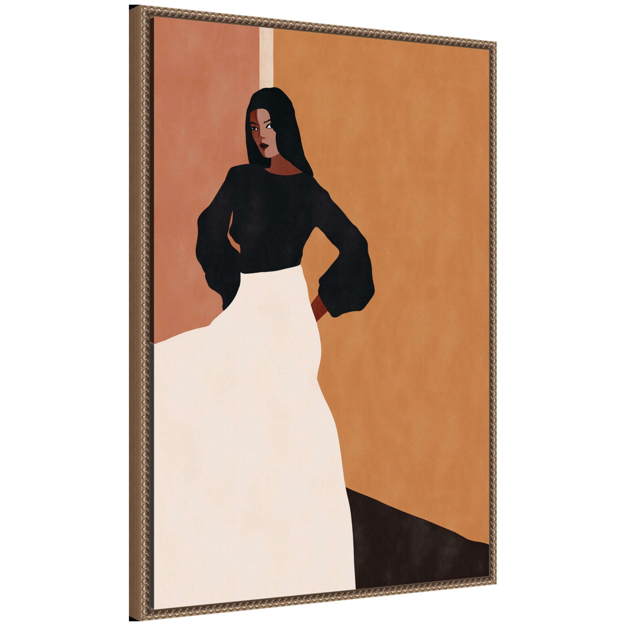 Sylvie Seville framed canvas artwork by Alexander Ginzburg, featuring abstract shapes framed in vintage beaded polystyrene frame