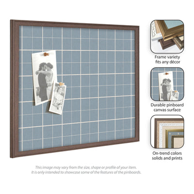 Framed Fabric Pinboard Light Blue Plaid Wall Organization