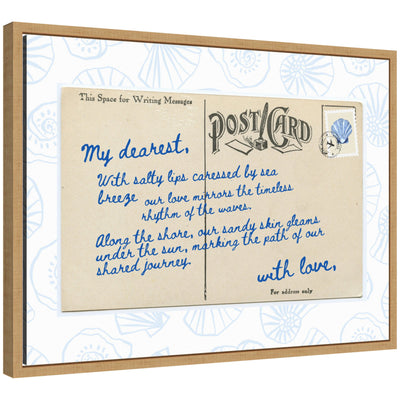 Sylvie Beach Love Letter Blue Framed Canvas by Honey Island Studio