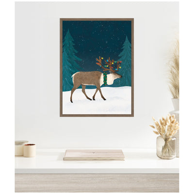 Sylvie Framed Canvas Christmas Caribou by Tania Garcia