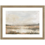 Neutral Abstract Landscape framed wall art print with soft beige, cream, and muted earth tones in abstract forms