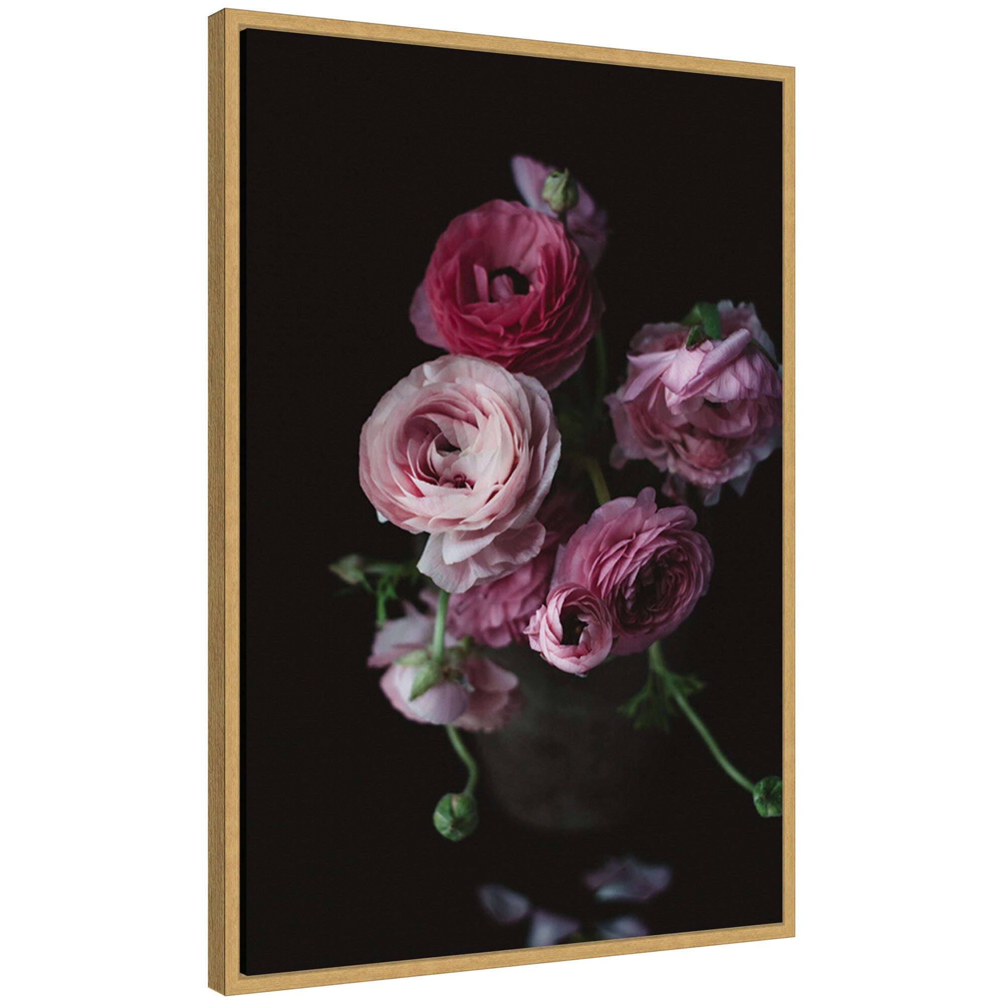 Sylvie Moody Dark Pink Floral Bouquet on a framed canvas with floating frame