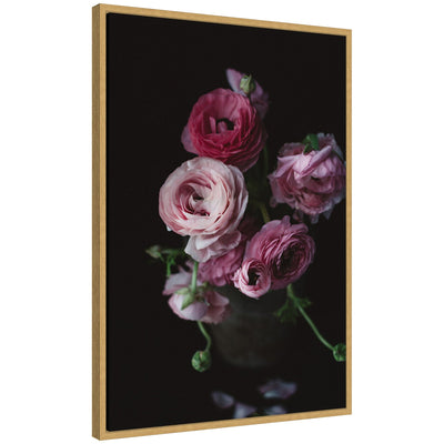 Sylvie Moody Dark Pink Floral Bouquet on a framed canvas with floating frame