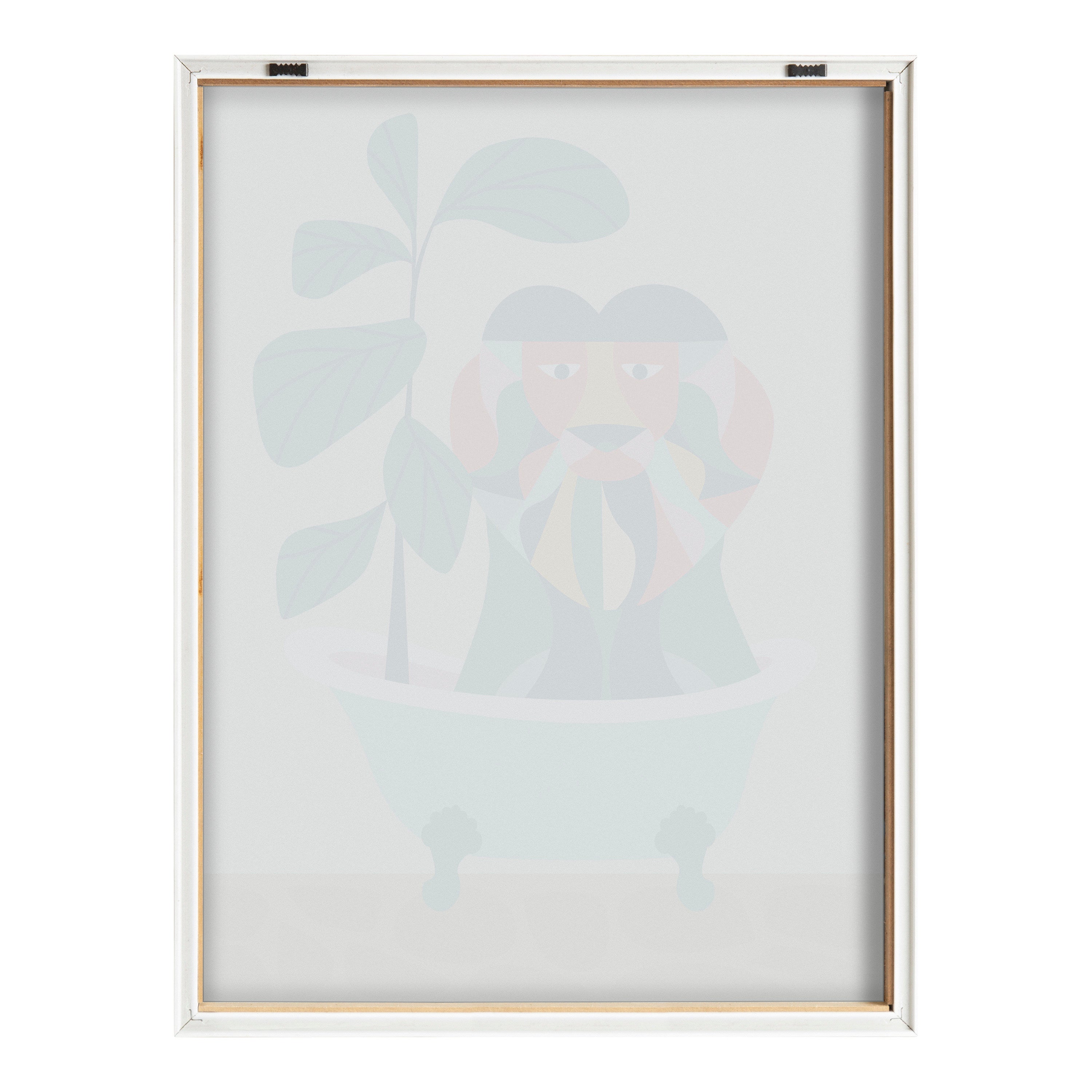 Blake Mid Century Modern Lion in Bathtub Framed Printed Glass