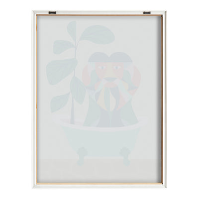 Blake Mid Century Modern Lion in Bathtub Framed Printed Glass
