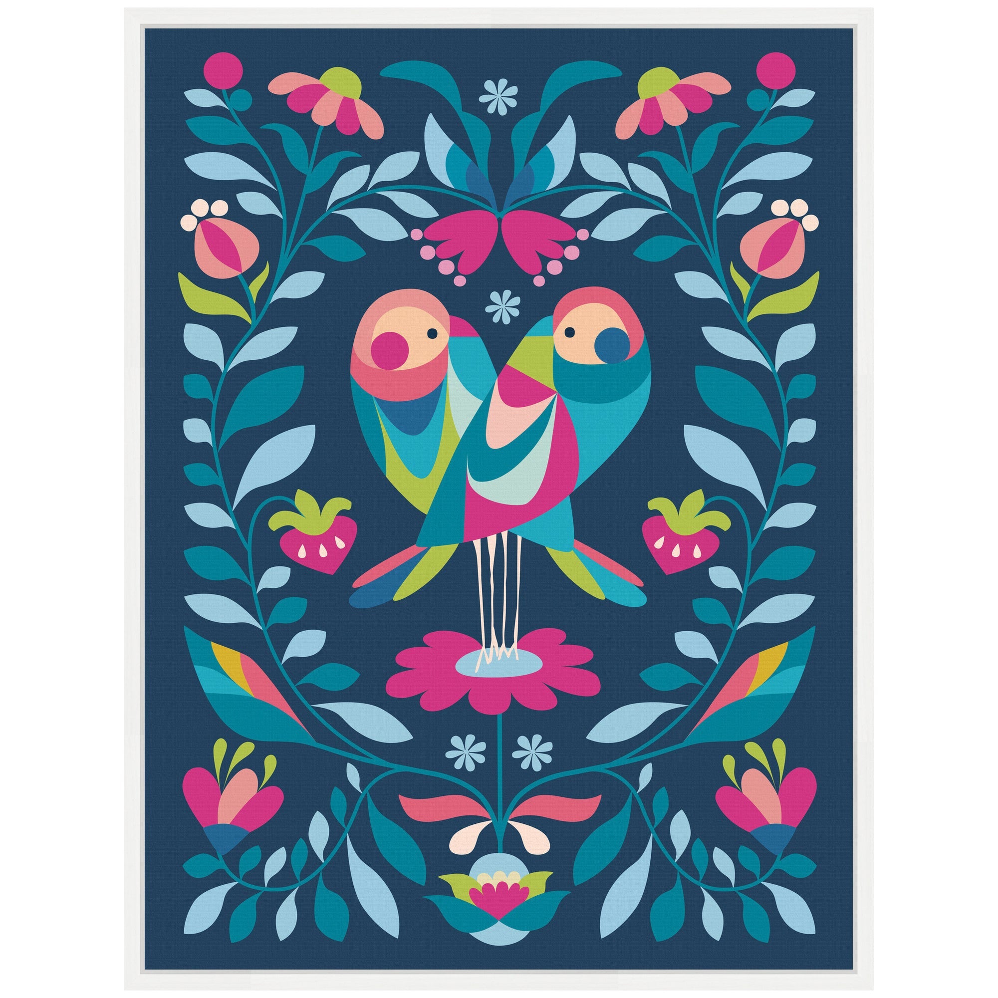 Sylvie Love Birds Framed Canvas by Rachel Lee